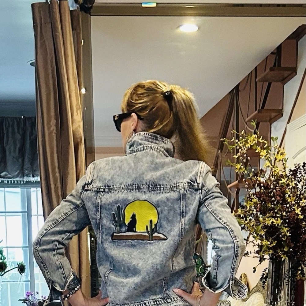 Forever 21 Gray Jean Jacket With Red Patch New Si… - image 8